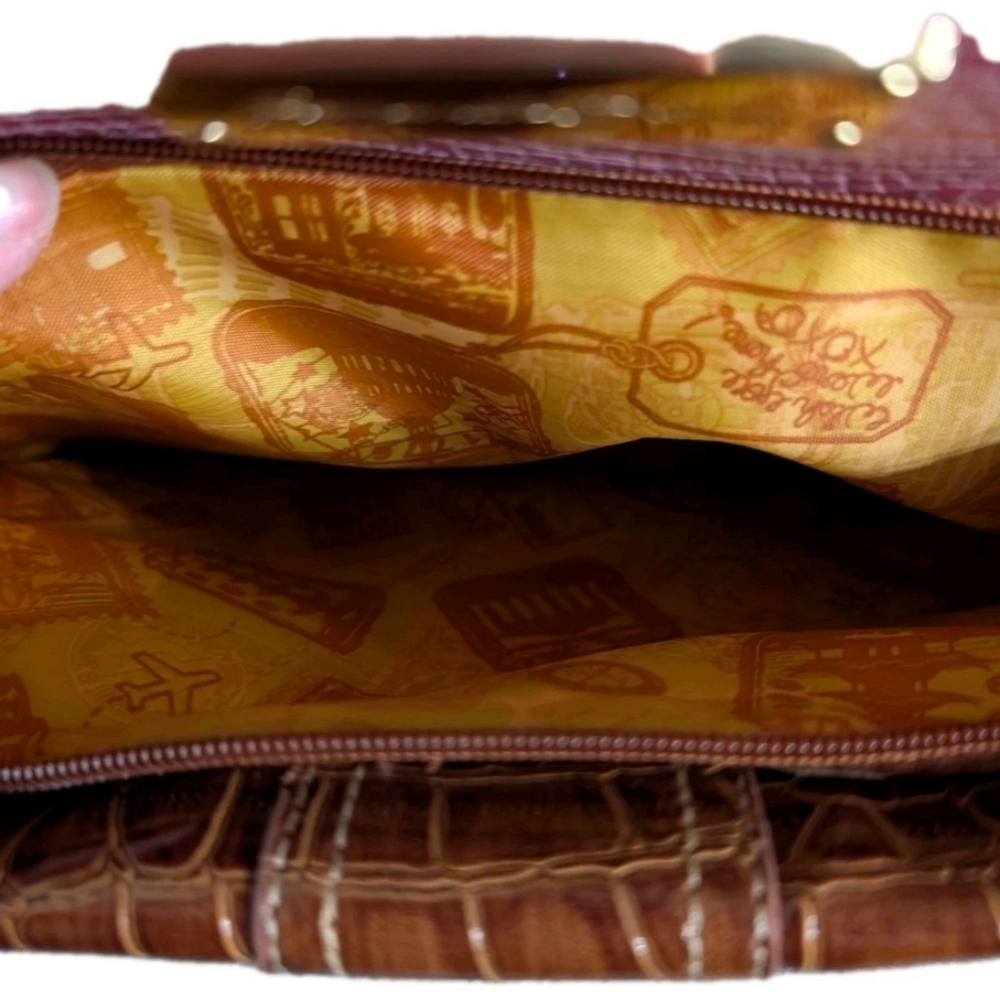 Samantha Brown Croc Embossed Dowel Bag Pink/Camel Waterproof Travel New Carry on - Picture 6 of 6
